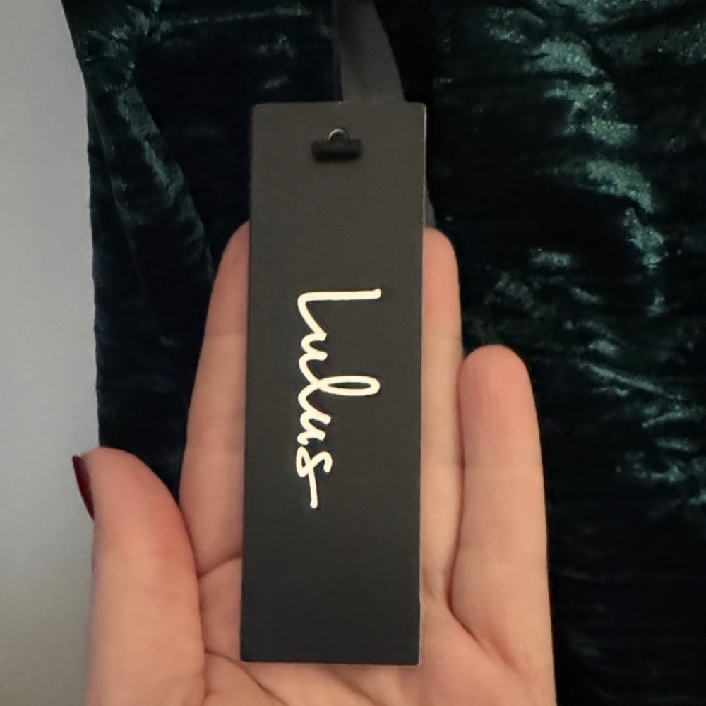 Lulu's Dark Green Long Sleeve Velvet Dress - Picture 2 of 6